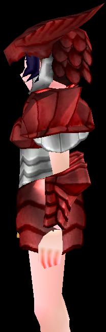 Equipped Female Dragon Rider Plate Armor (Red) viewed from the side