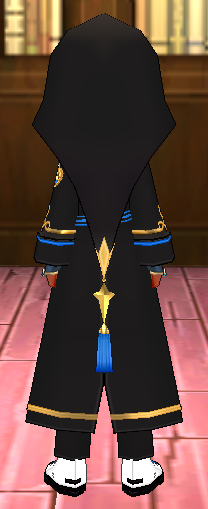Equipped Magic Academy Robe for Seniors (M) viewed from the back with the hood up