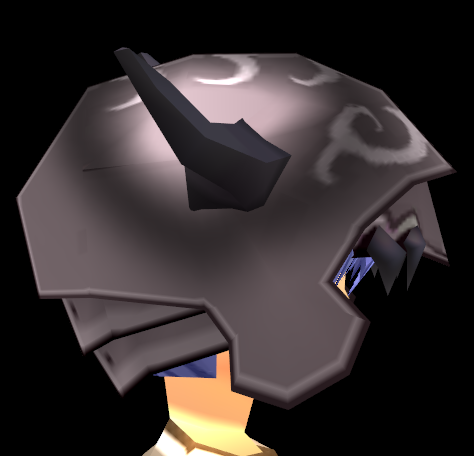 Equipped Dragon Scale Helm viewed from the side