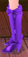 Equipped Female Valencia's Cross Line Plate Boots (Purple) viewed from the side