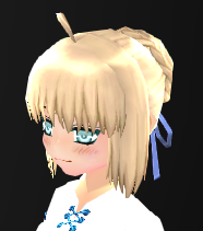 Equipped Saber Wig viewed from an angle