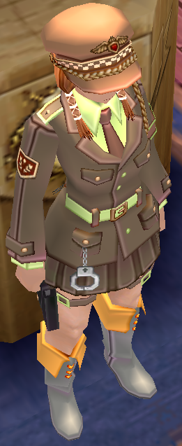 Equipped GiantFemale Police Officer Set viewed from an angle