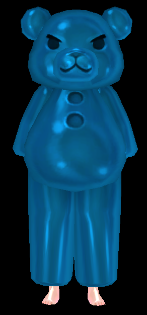 Equipped Gummy Bear Costume viewed from the front with the hood up