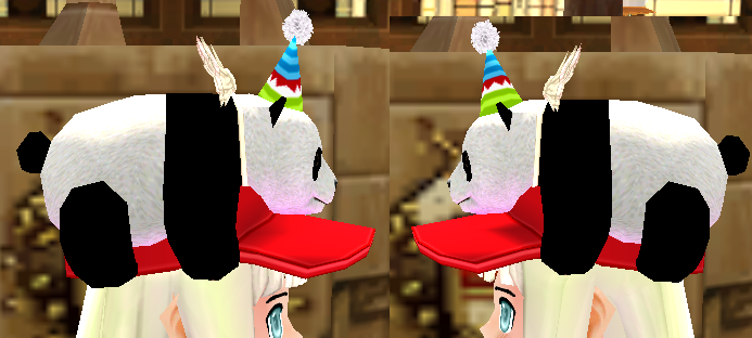 Equipped Panda Party Hat viewed from the side