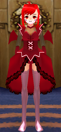 Equipped Red Succubus Outfit viewed from the front