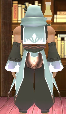 Equipped Giant Gamyu Wizard Robe Armor (M) viewed from the back with the hood up
