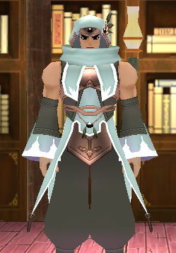 Equipped Giant Gamyu Wizard Robe Armor (M) viewed from the front with the hood up
