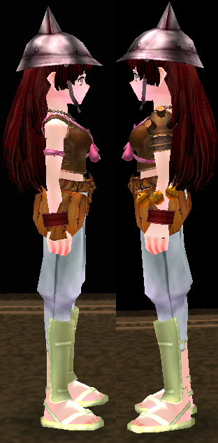 Equipped Female Broken Horn Hunter Set viewed from the side