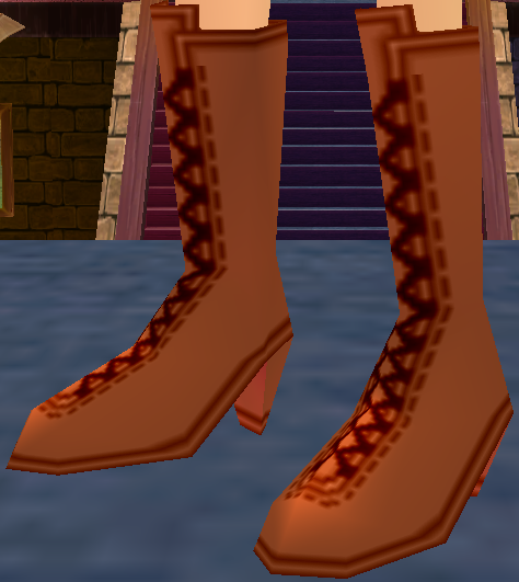 Equipped Ella's Strap Boots viewed from an angle