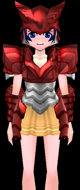 Equipped Female Dragon Rider Plate Armor (Red) viewed from the front