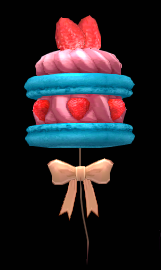 Equipped Strawberry Macaron Balloon (5 uses) viewed from the back