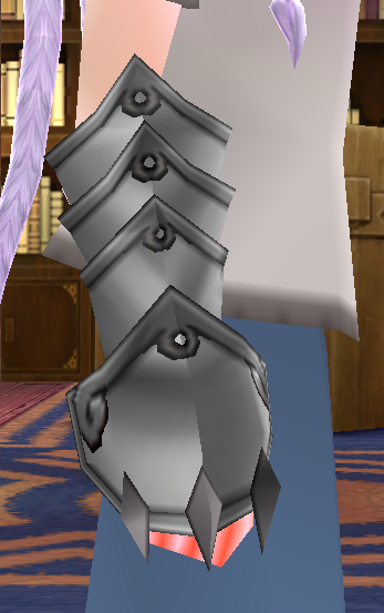Equipped Lunar Dragon Gauntlets (F) viewed from the side