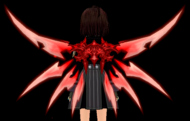 Equipped Red Abaddon Nobility Wings viewed from the back