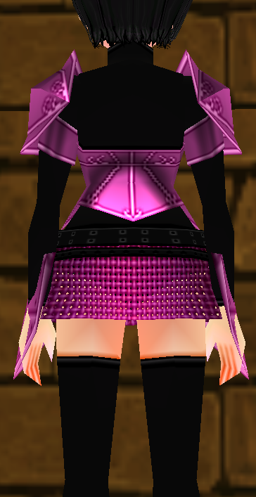 Equipped Valencia's Cross Line Plate Armor (F) (Dark Pink Armor, Black Cloth) viewed from the back