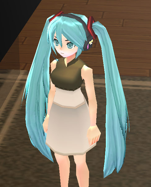 Equipped Hatsune Miku Headset and Wig viewed from an angle