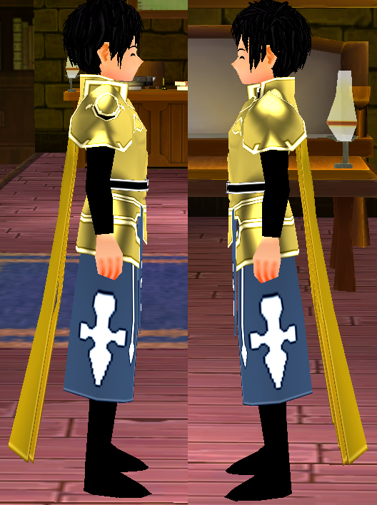 Equipped Heathcliff SAO Armor viewed from the side