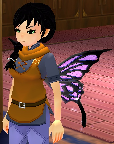 Equipped Black Cutiefly Wings viewed from an angle