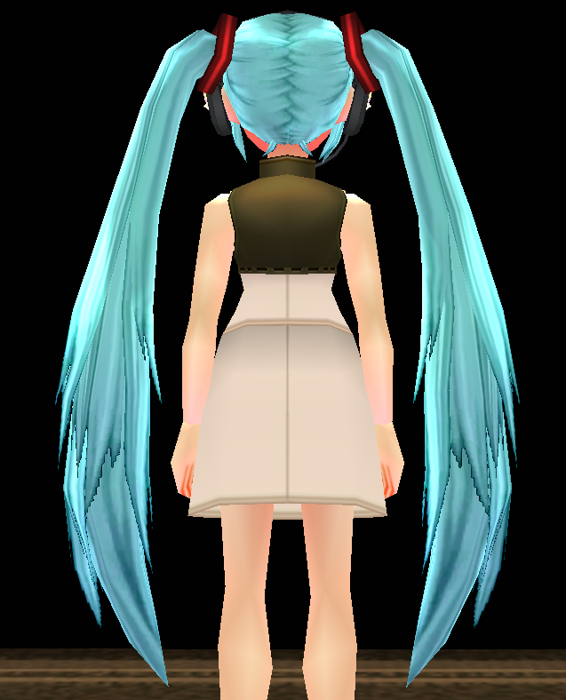 Equipped Hatsune Miku Headset and Wig viewed from the back
