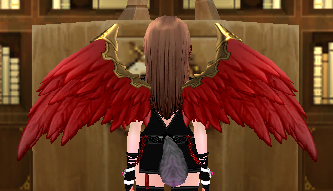 Equipped Tiny Scarlet Guardian Angel Wings viewed from the back