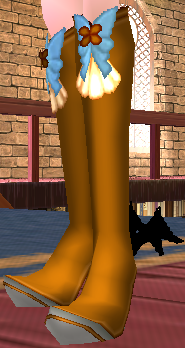Equipped Succubus Fiend Boots viewed from an angle