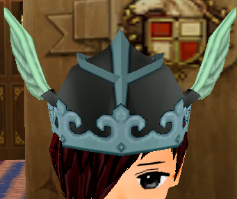 Equipped Winged Helm viewed from the front