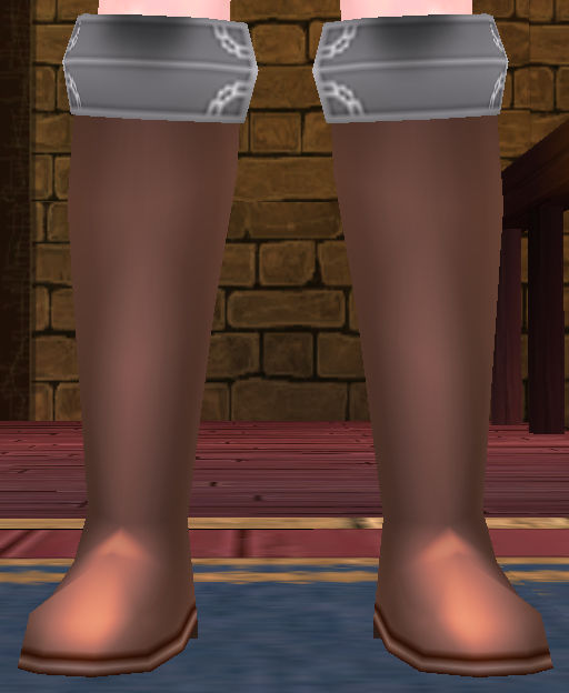 Equipped Giant Cores' Oriental Long Boots viewed from the front