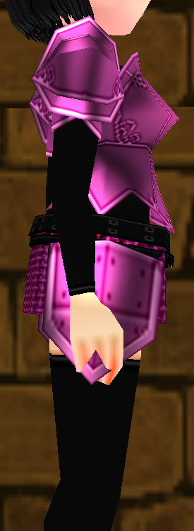 Equipped Valencia's Cross Line Plate Armor (F) (Dark Pink Armor, Black Cloth) viewed from the side