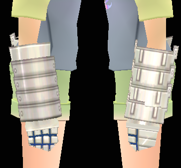 Equipped Saber Gauntlets viewed from the side