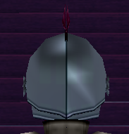Equipped Thames Plate Helmet viewed from the back with the visor up