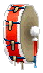 Inventory icon of Bass Drum (Red Base, White Rims, Blue Strings)