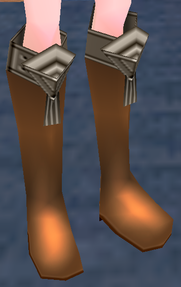 Equipped Terra Diamond-shaped Leather Boots viewed from an angle