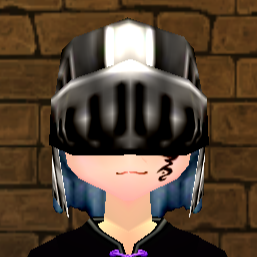 Equipped Guardian Helm viewed from the front with the visor down