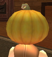 Equipped Pumpkin Hat viewed from the back