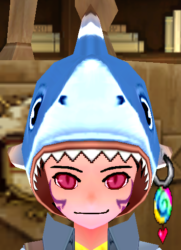 Equipped Friendly Shark Hat viewed from the front