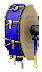 Inventory icon of Bass Drum (Blue Base, Gray Rims, Yellow String)