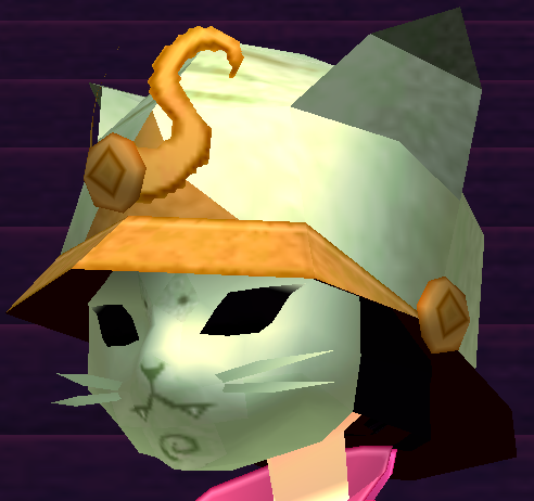 Equipped Cat Helm viewed from an angle