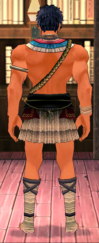 Equipped Giant Akule's Outfit viewed from the back