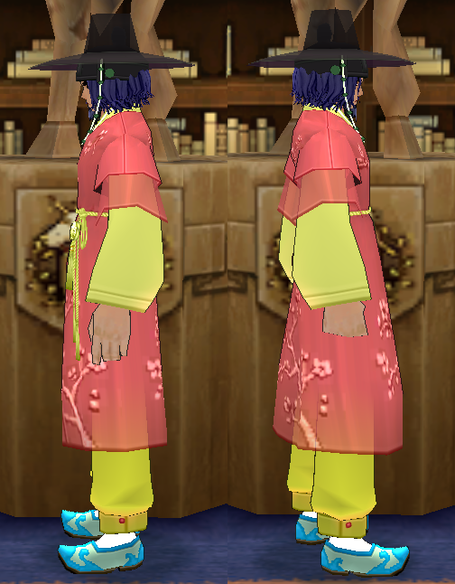 Equipped GiantMale Elegant Hanbok Set viewed from the side