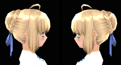 Equipped Saber Wig viewed from the side