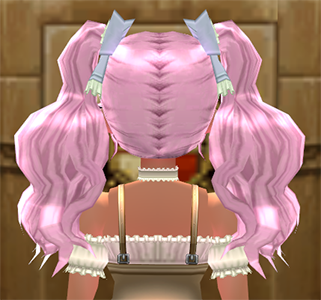 Equipped Raspberry Twin Tail Ribbon Wig (F) viewed from the back