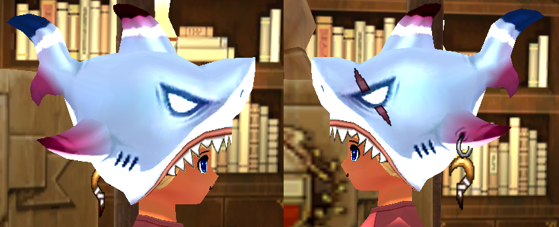 Equipped Monster Shark Hat viewed from the side