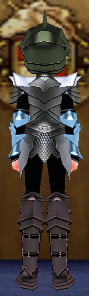 Equipped Male Dustin Silver Knight Set viewed from the back