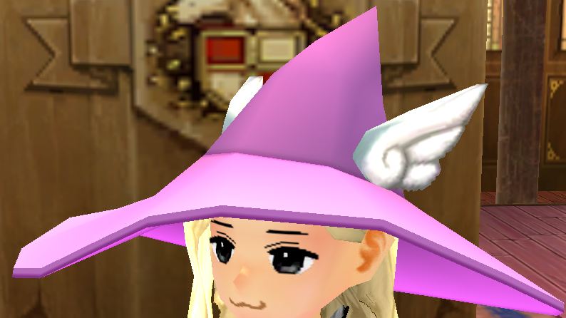 Equipped Winged Wizard Hat viewed from an angle