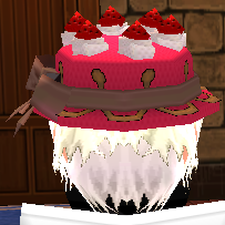 Equipped Strawberry Cake Hat viewed from the back