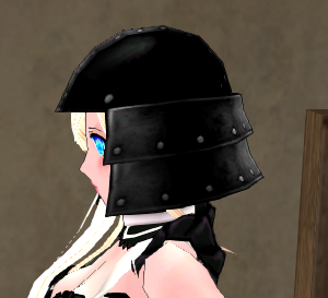 Equipped Lamellar Warrior Helmet viewed from the side