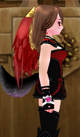 Equipped Tiny Scarlet Guardian Angel Wings viewed from the side