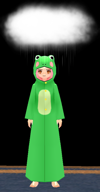Equipped Female Frog Robe viewed from the front with the hood up