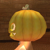 Equipped Pumpkin Hat viewed from the side