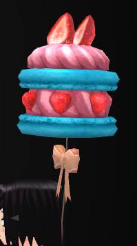Equipped Strawberry Macaron Balloon (5 uses) viewed from an angle