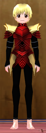 Equipped Male Dustin Silver Knight Armor (Gold and Red) viewed from the front